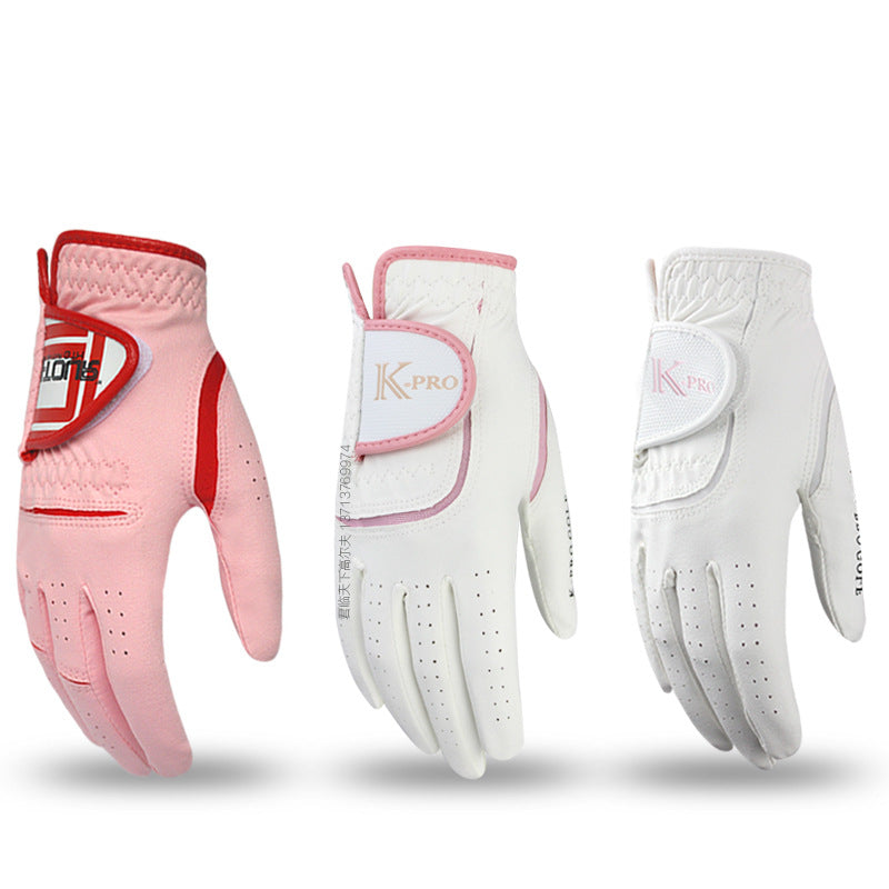 1Pair Women's Golf Gloves Microfiber Soft Fit Sport Grip Durable Gloves Anti-skid Breathable Sports Gloves