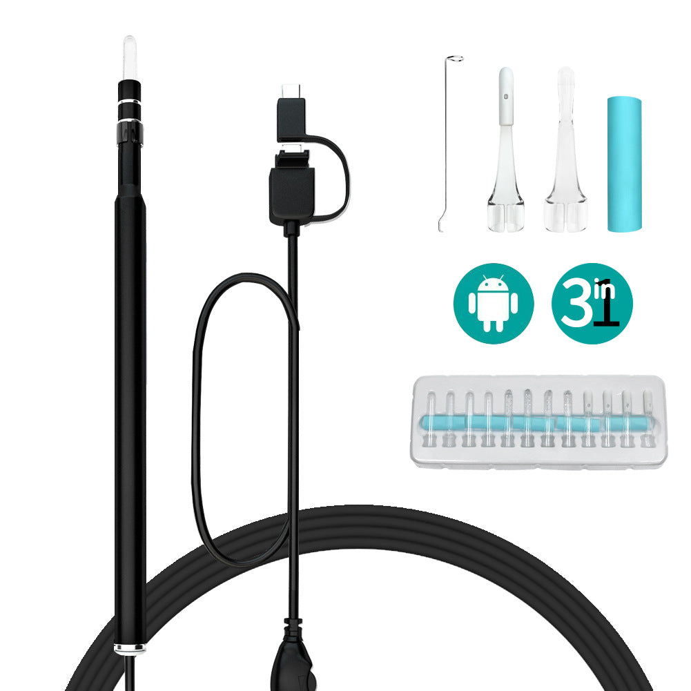 5.5mm 3-in-1 Visual Ear Endoscope Ear Cleaner Camera Tool 1m USB