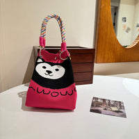 Womens Red Knitted Tote Bag With Magnetic Closure And Large Capacity