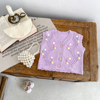 Cute Purple With Dot Children's Knitted Vest