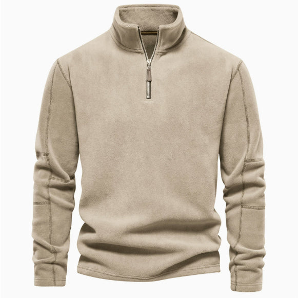 New Mens Long-sleeve Hoodie With A Stand-up Collar And A Half-zip