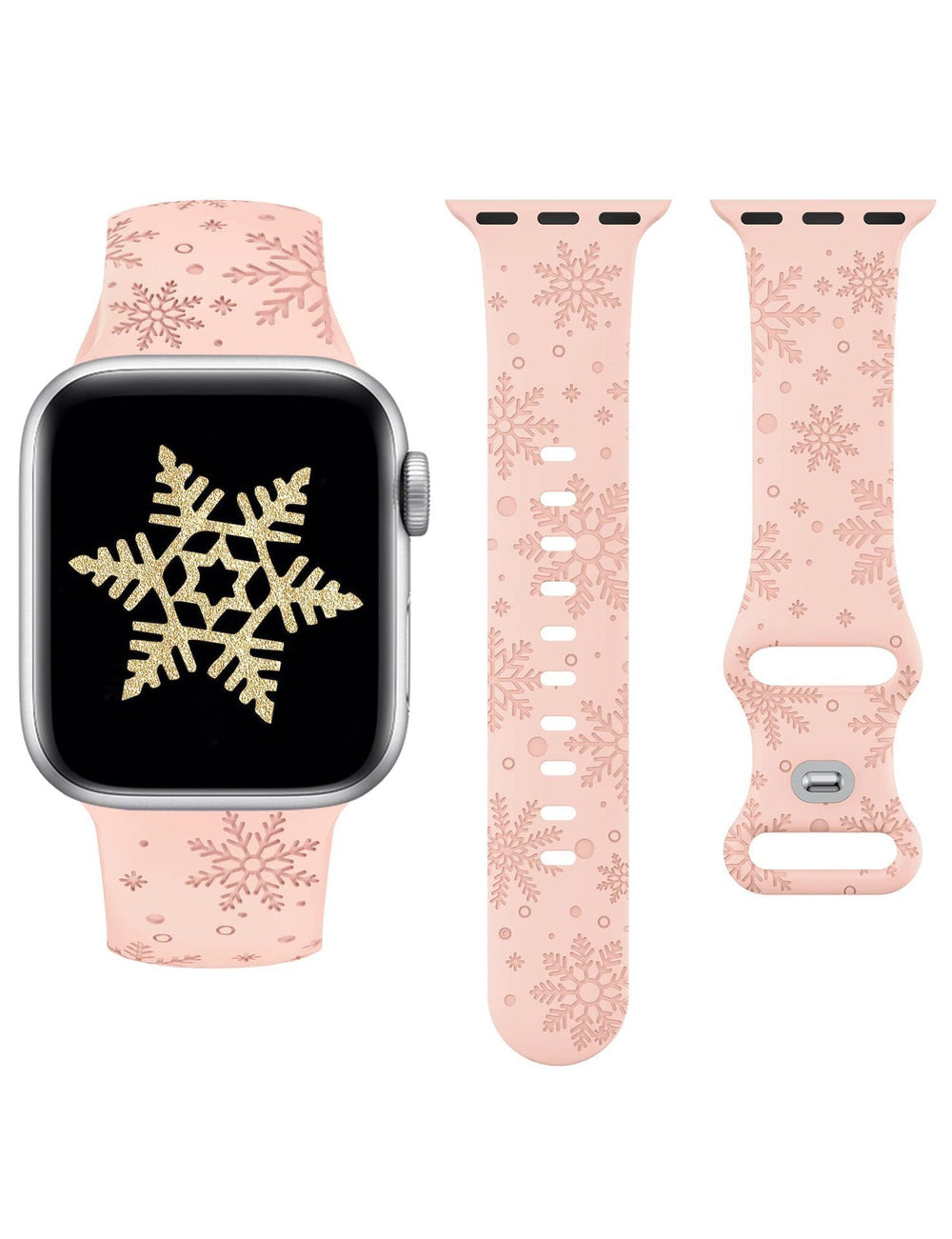 Versatile Christmas Snowflake Laser-engraved Textured Silicone Watch Strap