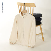 Autumn And Winter Double-sided Fleece Stand-up Collar Zipper Sweatshirt For Men