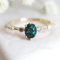 Gold-plated Ring With Emerald Inlay