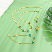 Retro Round Cats-Eye Gemstone Jewelry Set A Light-Luxury Niche High-End Clavicle Necklace With A Sophisticated Aura