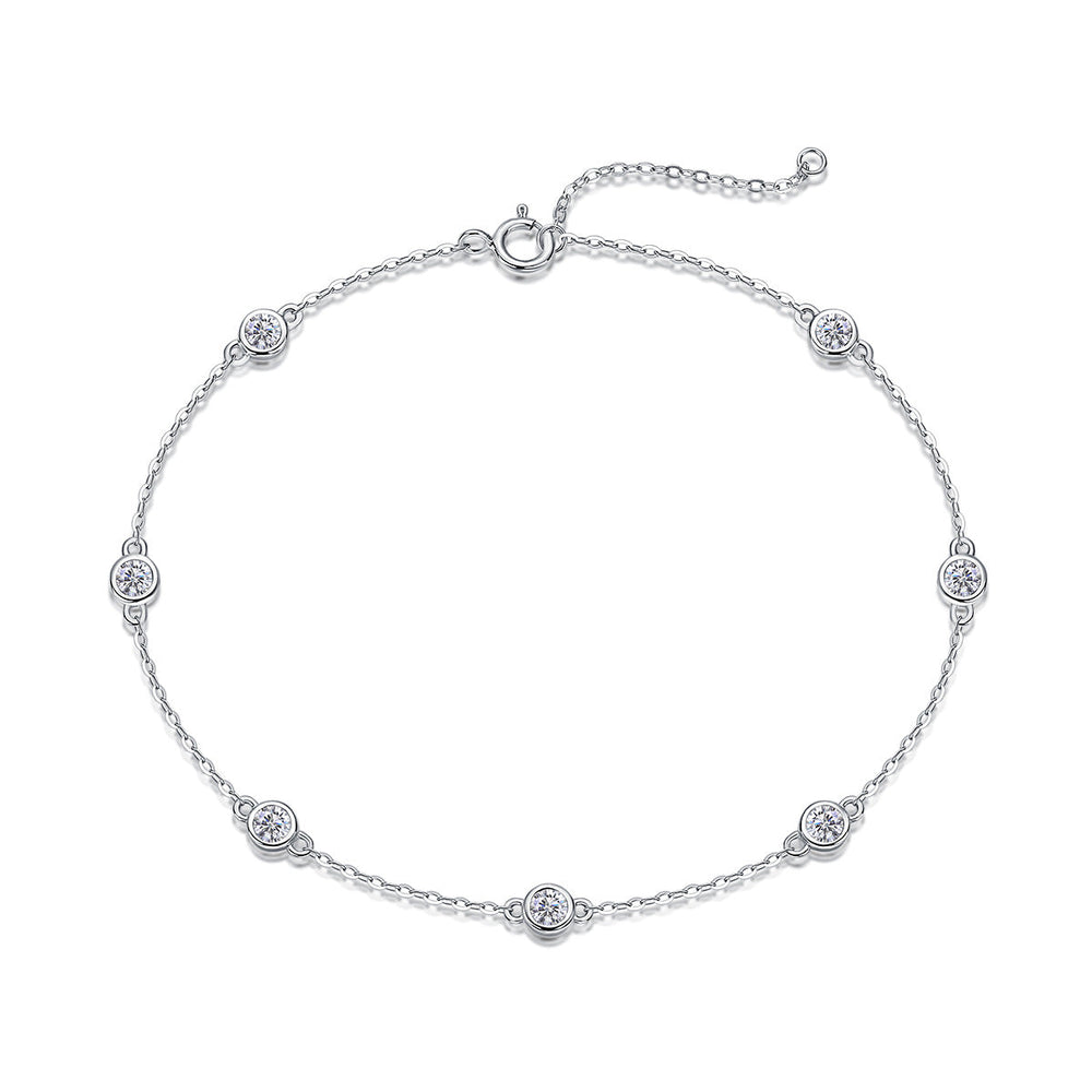 Stylish S925 Silver Five-Flower Light-Luxury Moissanite Bracelet
