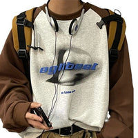 Virtual Shadow Printed Letter Long-sleeved Sweater