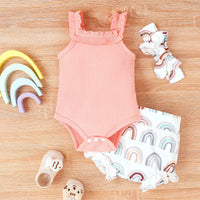 Printed Baby Bodysuit Shorts Suit
