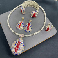New Genuine Leather Snakeskin Sea Bamboo Inlaid Pearl Autumn And Winter Four-piece Jewelry Set