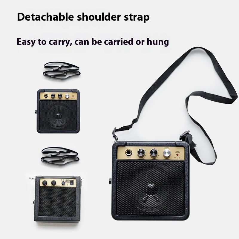 Portable Mini Electric Guitar Amplifier Retro Wooden Travel Speaker
