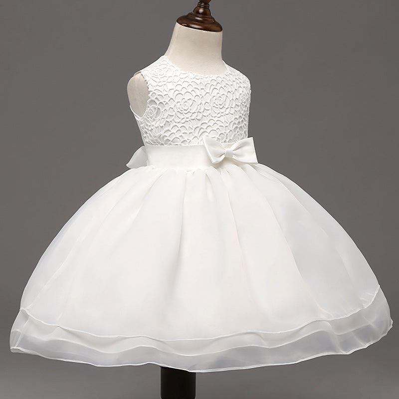 High grade baby wedding dress,, children hook flower  baby girl dress