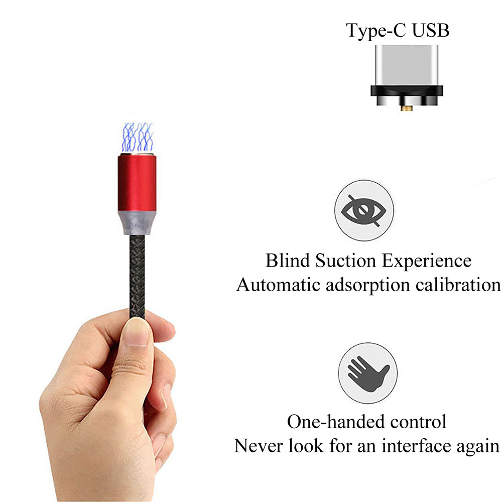 Android Type c Three-in-One Magnetic Suction Head Charging Cable