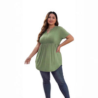 Womens Stylish Elegant Solid-color V-neck Top