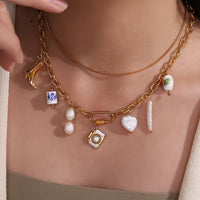 Fresh-style From The Ocean Collection Stainless Steel Pendant Necklace With 18K Gold Plating