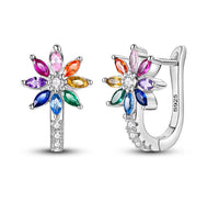 Pink-purple Iris Hoop Folded-ear Bunny Ear Jewelry Niche-design Copper-plated Silver Earrings