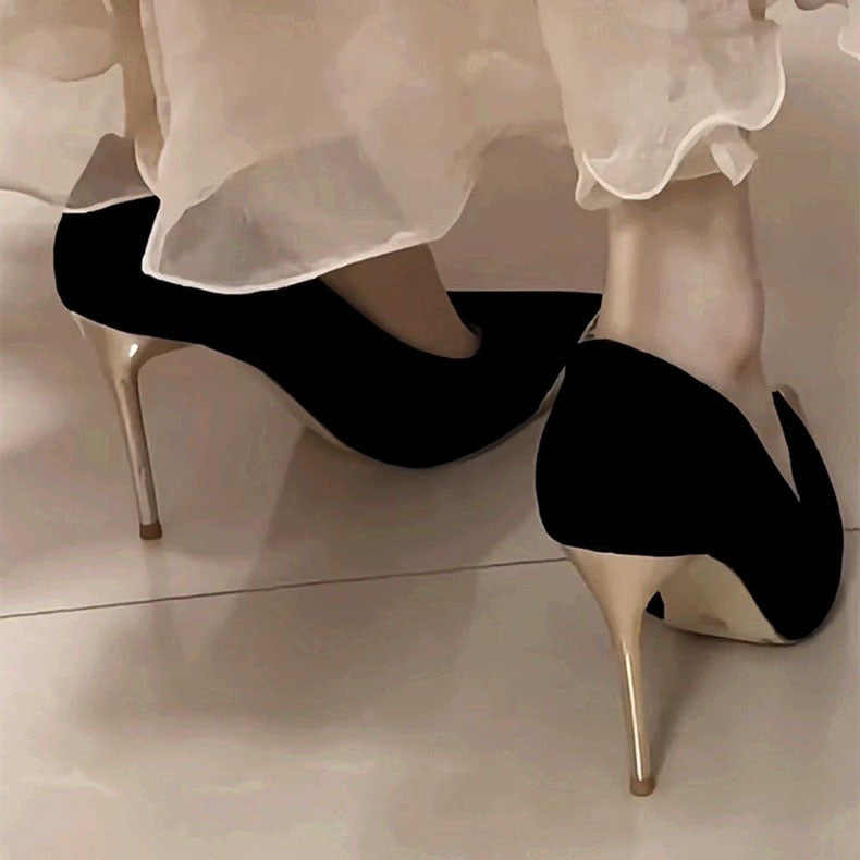 Summer New Socialite Style French Style Metal Pointed Stiletto Heel High Heels For Women