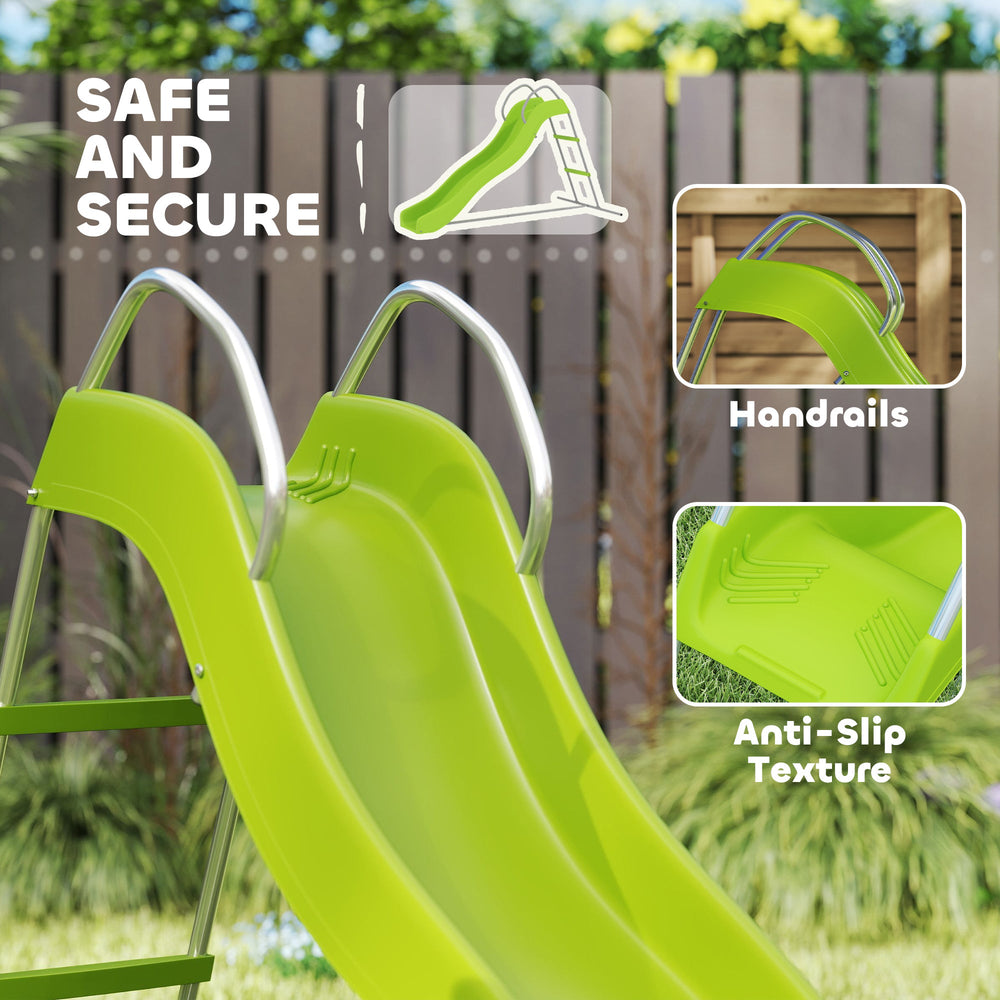 Freestanding Kids Slide With Climbing Ladder, Outdoor Playground Equipment For Ages 3-8 Years, Green
