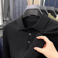 Loose-Fitting Solid-Color Casual V-Neck Knit Sweater For Middle-Aged Men