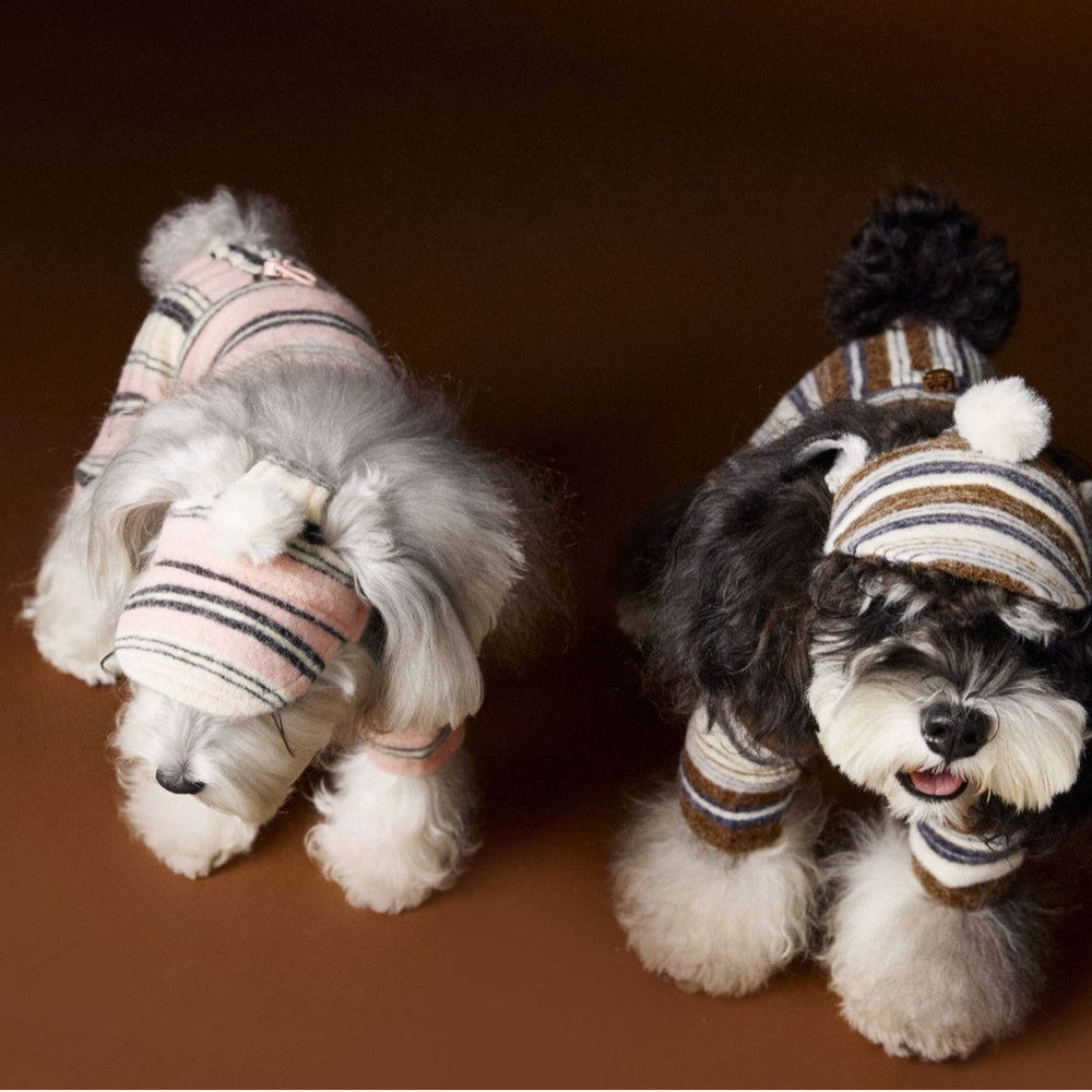 Pet Accessories Striped Fur Ball Hat