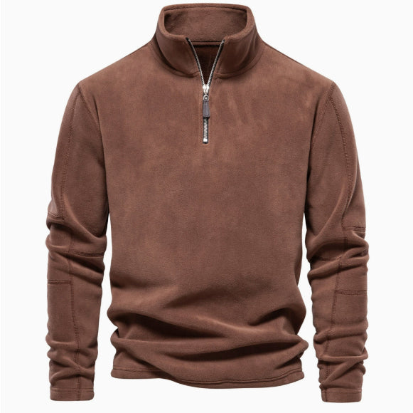 New Mens Long-sleeve Hoodie With A Stand-up Collar And A Half-zip