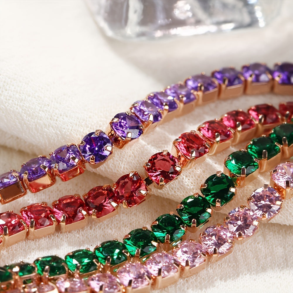 Strobe Tennis Full-Diamond Bracelet Niche Design With A Luxe High-End Vibe