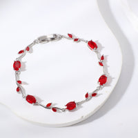Womens Colorful Leaf Elliptical Geometric Zircon Bracelet