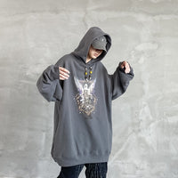 Hip Hop Angel Print Hooded Pullover Sweatshirt