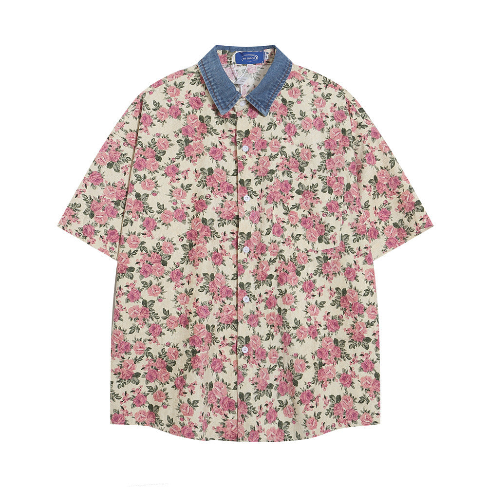 Fashion Small Floral Shirt Summer Men