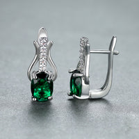 Oval Garnet Crystal Champagne Gold Ear Clips For Women