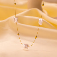 Niche Design Double-Layer Pearl Clavicle Vintage French-Style Artificial Pearl Titanium Steel Necklace