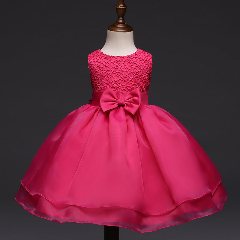 High grade baby wedding dress,, children hook flower  baby girl dress