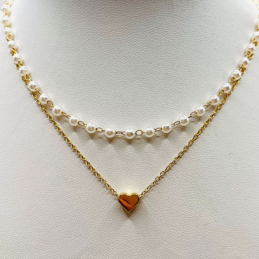 Pearl Heart Double-Layer Necklace Light Luxury Niche Design
