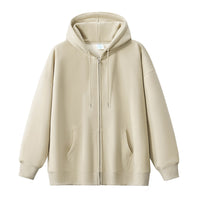 Fleece Cardigan Sweater Men's Simplicity Solid Color Loose-fitting Versatile Casual Hooded Coat