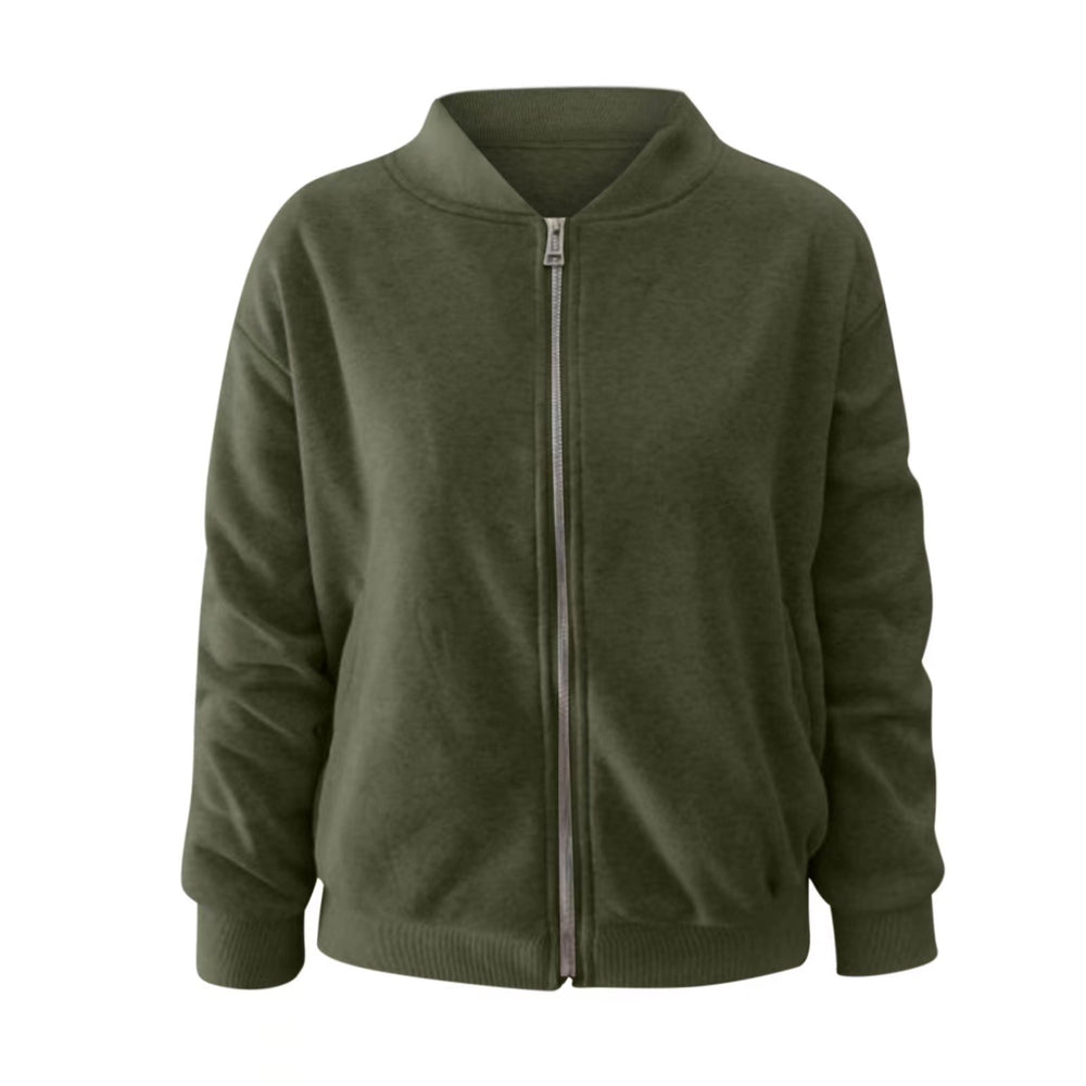 Women's Fashion Solid Color Zipper Jacket Coat
