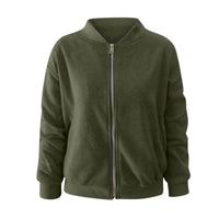 Women's Fashion Solid Color Zipper Jacket Coat