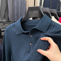 Loose-Fitting Solid-Color Casual V-Neck Knit Sweater For Middle-Aged Men