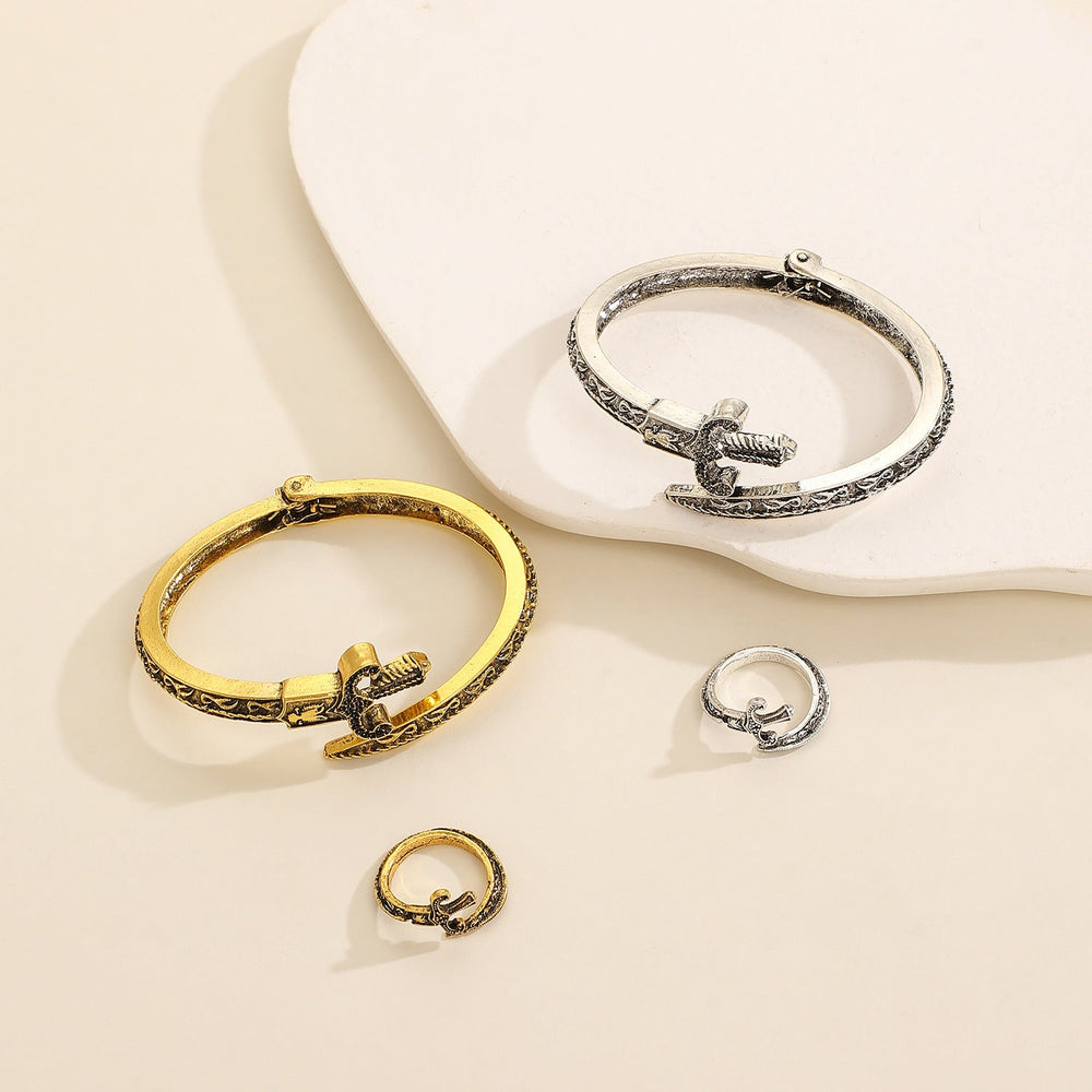 Retro Sword-Style Personalized Bracelet And Ring Set