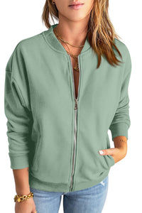 Women's Fashion Solid Color Zipper Jacket Coat