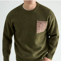 Mens Thickened Crew-Neck Knitted Sweater