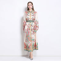Notch-collar Single-breasted Floral-print Dress