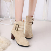 Belt buckle side zipper for women's boots