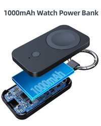 Portable 1000mAh Magnetic Watch Power Bank Keychain Wireless Charger