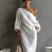 Off-Shoulder Long-Sleeve Dress for Women