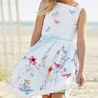 Little girl white floral butterfly skirt baby dress Princess