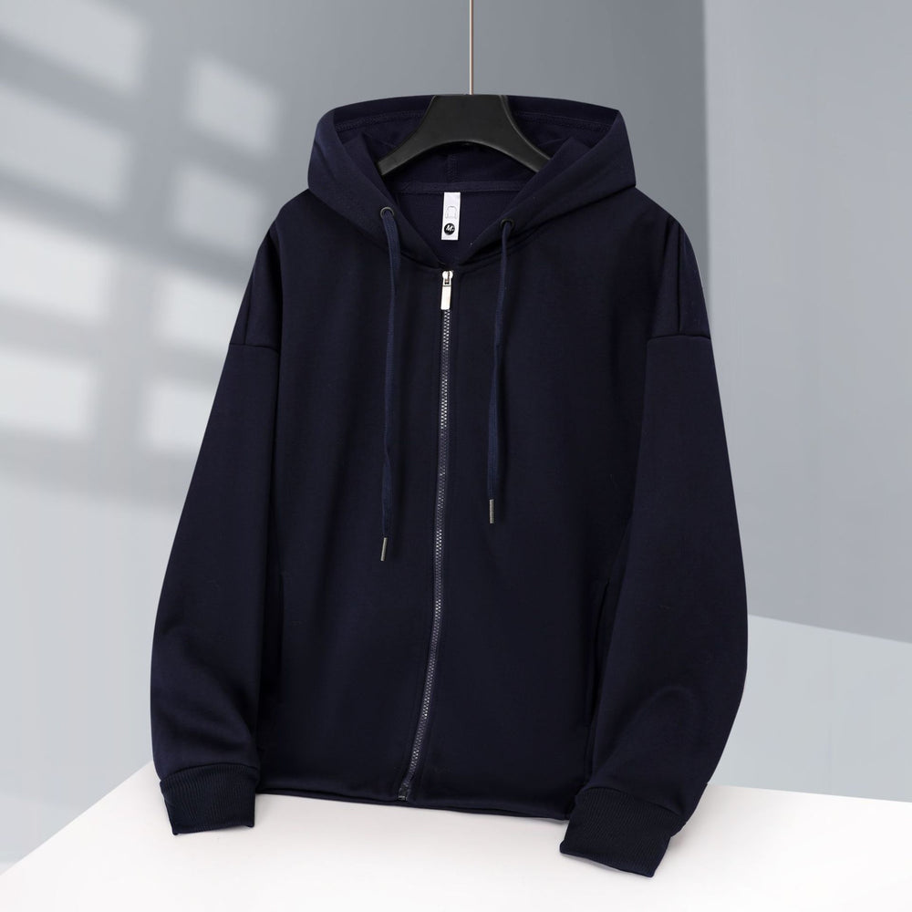 Fleece-lined Zip-up Hoodie With A Hood
