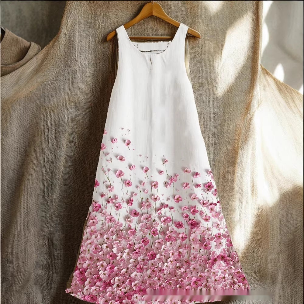 Womens Sleeveless V-Neck 3D Printed Dress