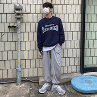 Men's Round Neck Loose Letter Print Couple Jacket