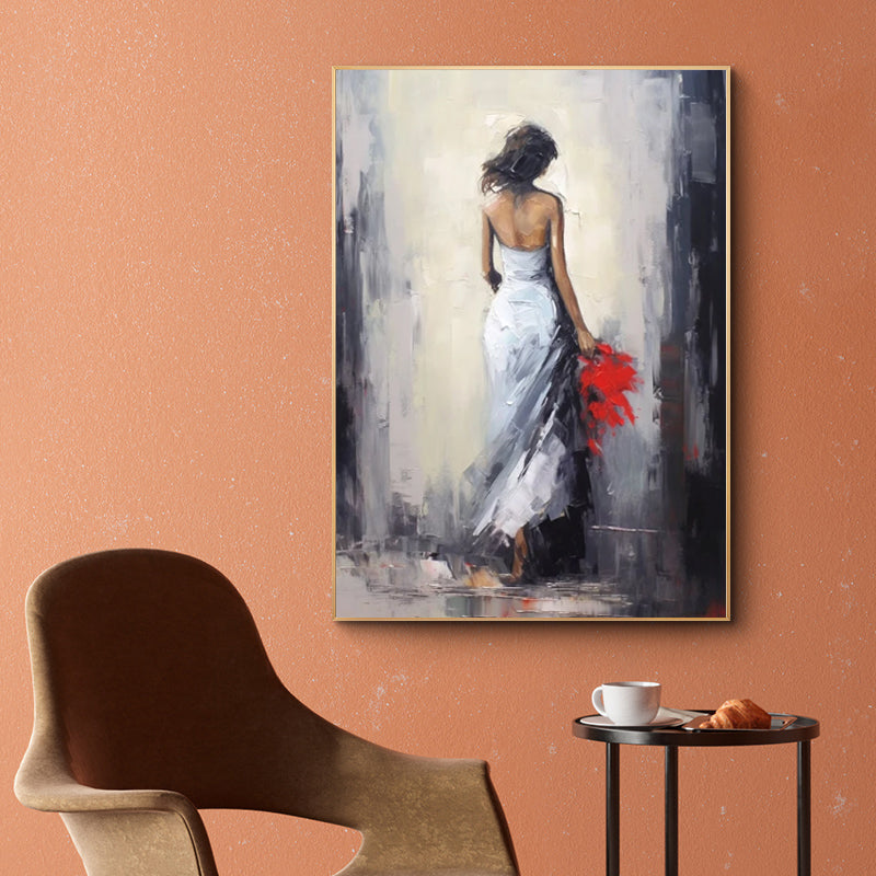 Oil Painting Handmade Hand Painted Wall Art Woman In A White Dress Home Decoration Decor Rolled Canvas No Frame Unstretched