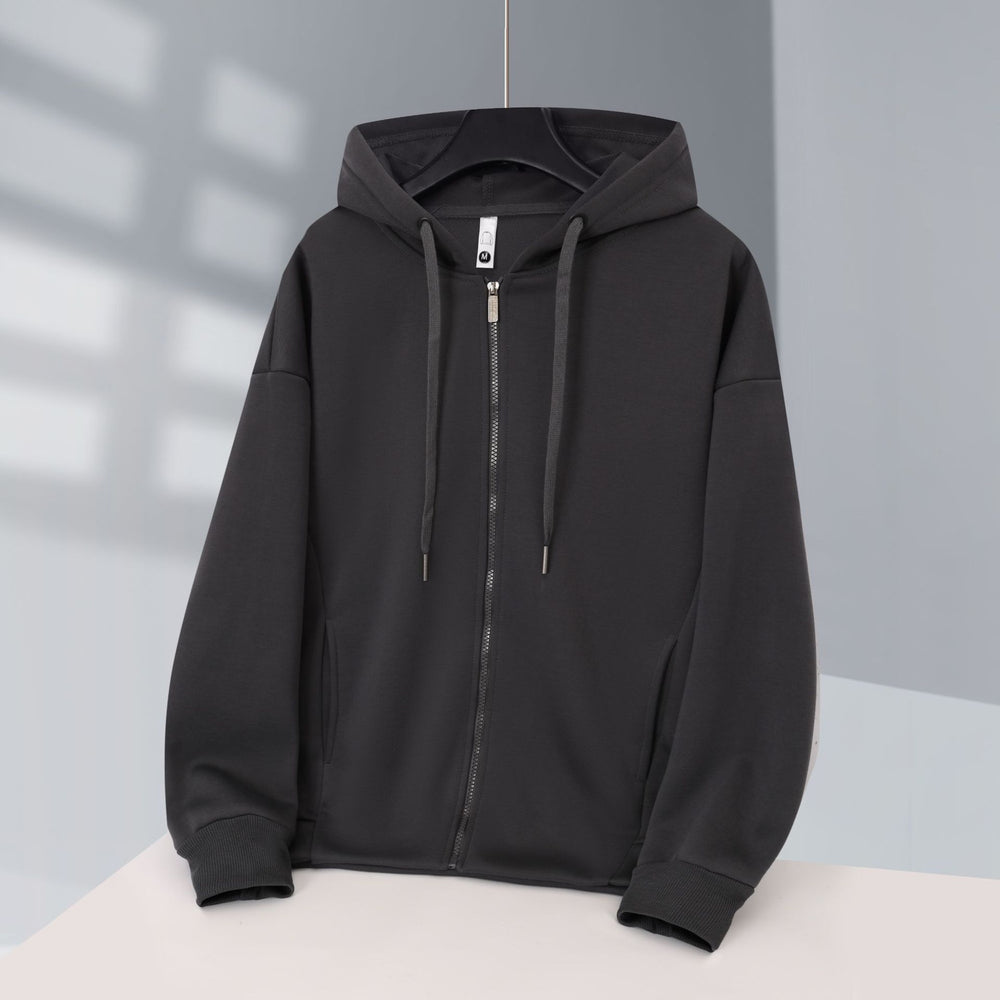 Fleece-lined Zip-up Hoodie With A Hood
