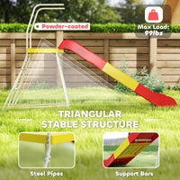 6ft Slide for Kids, Metal Freestanding Playground Equipment with Climbing Ladder, for Backyard, Outdoor, Indoor, Red